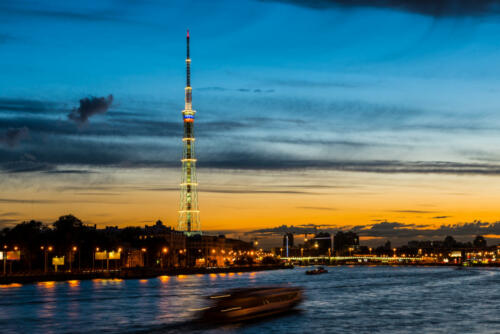 St. Petersburg. City TV tower. Night view.