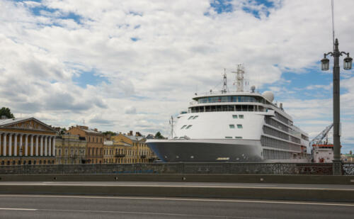 St. Petersburg. Ocean liner moored on the Promenade des Anglais